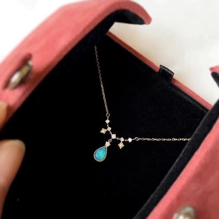 Collier pendentif goutte d'eau en zircon blanc bleu Opa Olivenorma