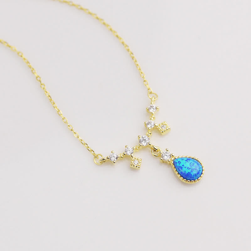 Collier pendentif goutte d'eau en zircon blanc bleu Opa Olivenorma
