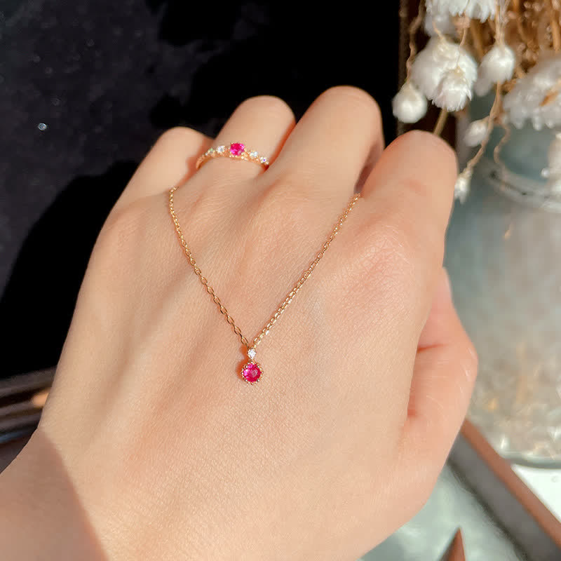 Collier et boucles d'oreilles en grenat délicat Olivenorma