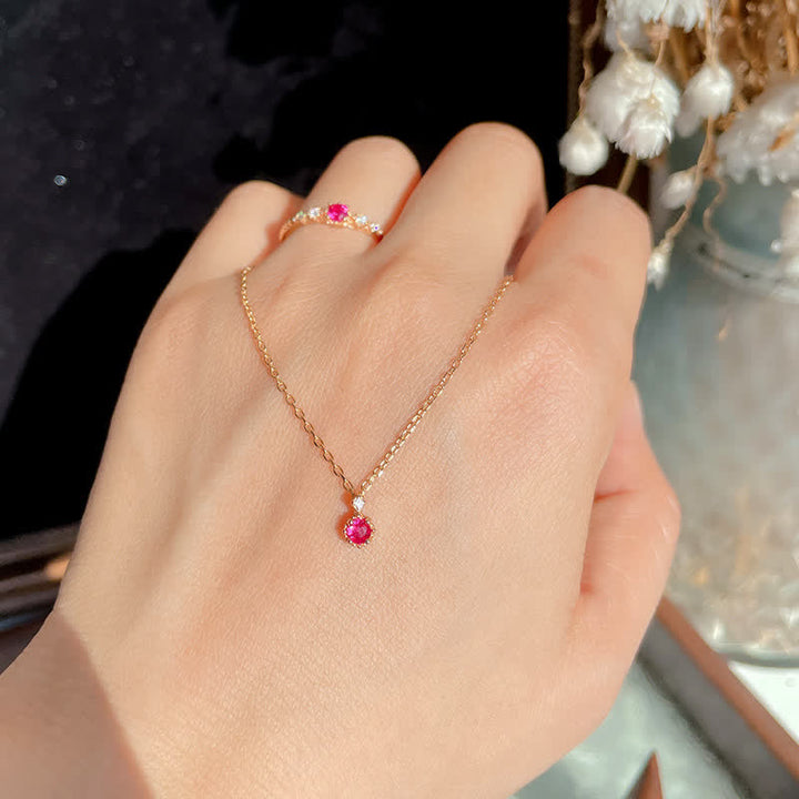 Collier et boucles d'oreilles en grenat délicat Olivenorma