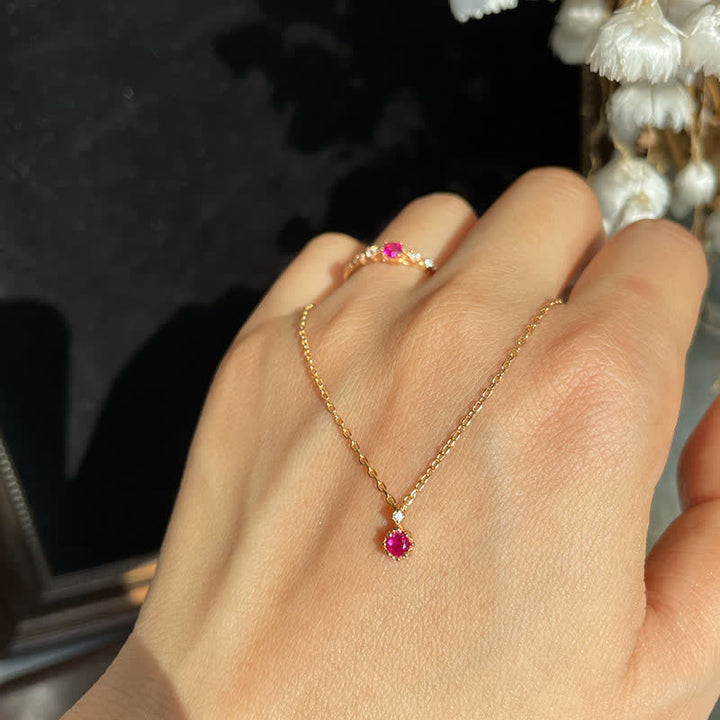 Collier et boucles d'oreilles en grenat délicat Olivenorma