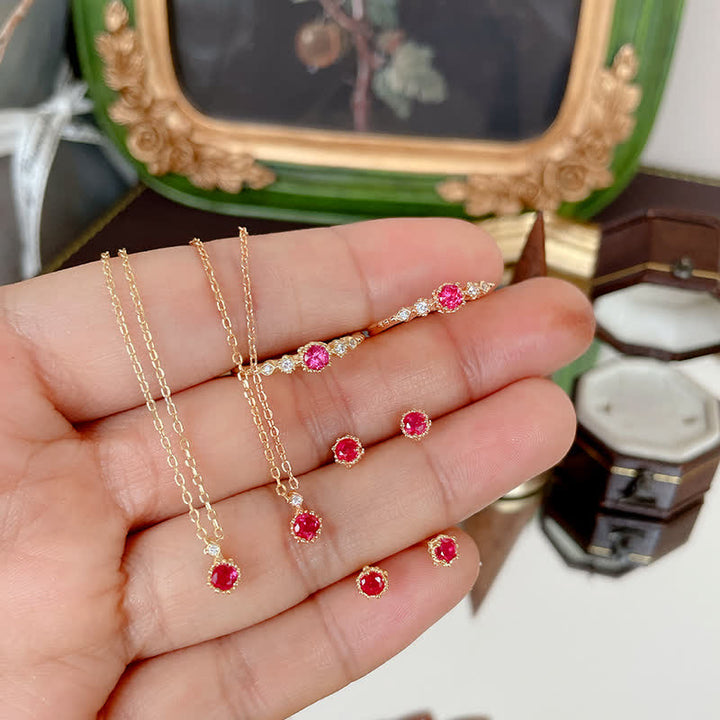 Collier et boucles d'oreilles en grenat délicat Olivenorma