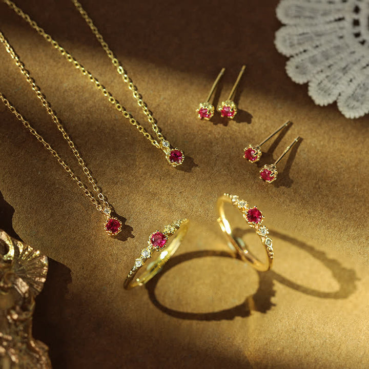 Collier et boucles d'oreilles en grenat délicat Olivenorma