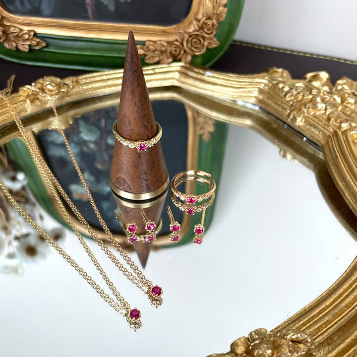 Collier et boucles d'oreilles en grenat délicat Olivenorma