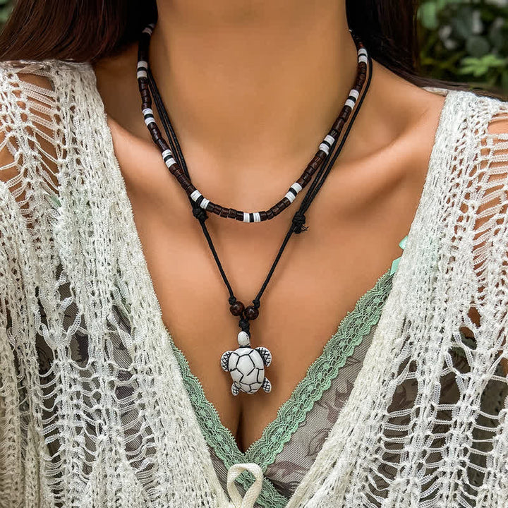 Ensemble de colliers avec pendentif tortue papillon en pierre naturelle Olivenorma