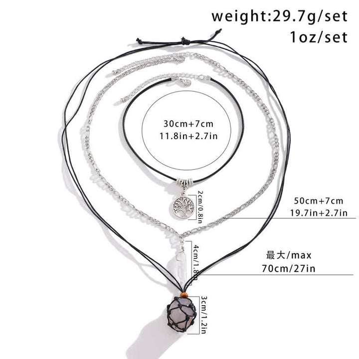 Ensemble de colliers avec pendentif arbre de vie en pierre naturelle Olivenorma