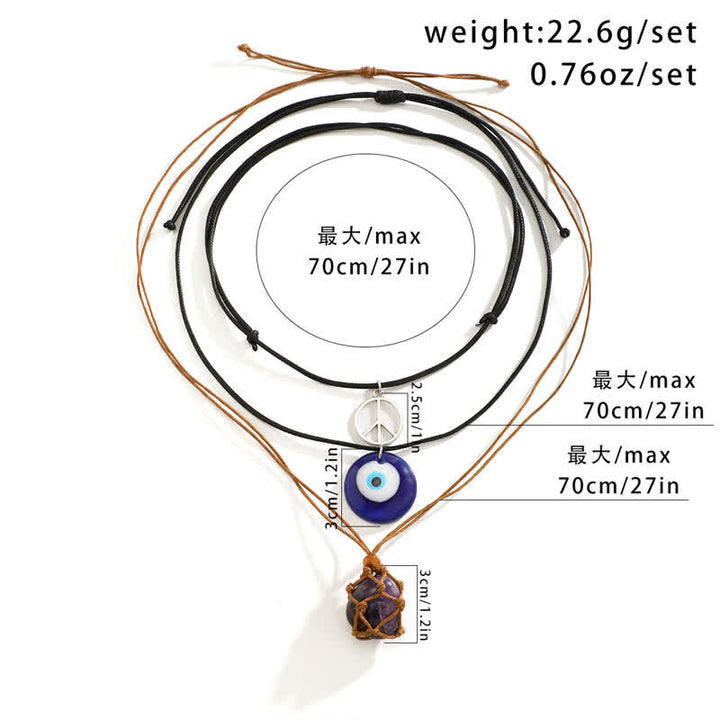 Ensemble de colliers avec pendentif arbre de vie en pierre naturelle Olivenorma