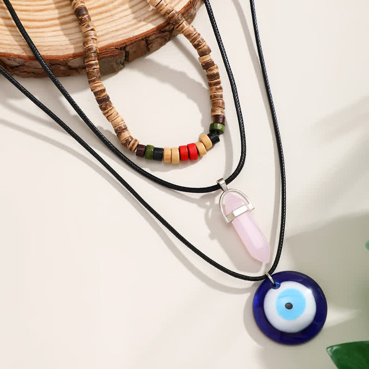 Ensemble de colliers avec pendentif arbre de vie en pierre naturelle Olivenorma