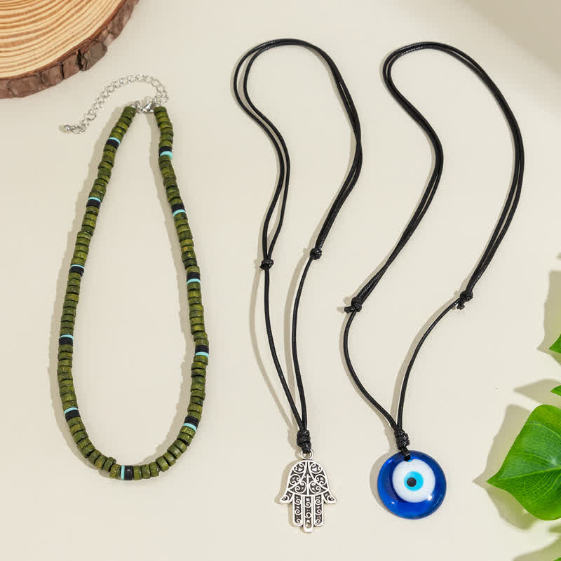 Ensemble de colliers avec pendentif arbre de vie en pierre naturelle Olivenorma