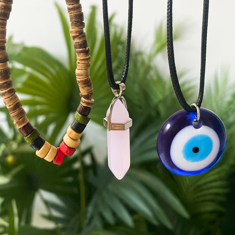 Ensemble de colliers avec pendentif arbre de vie en pierre naturelle Olivenorma