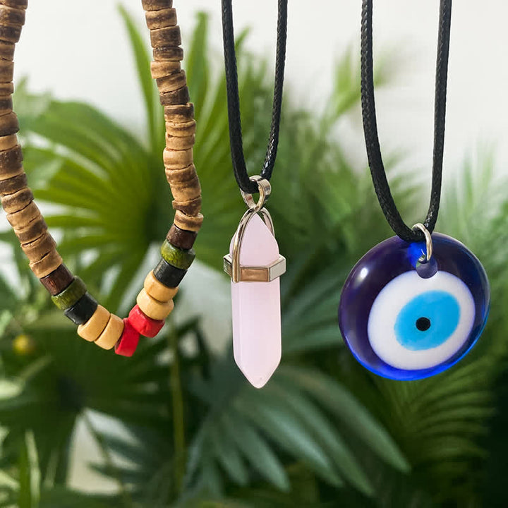 Ensemble de colliers avec pendentif arbre de vie en pierre naturelle Olivenorma