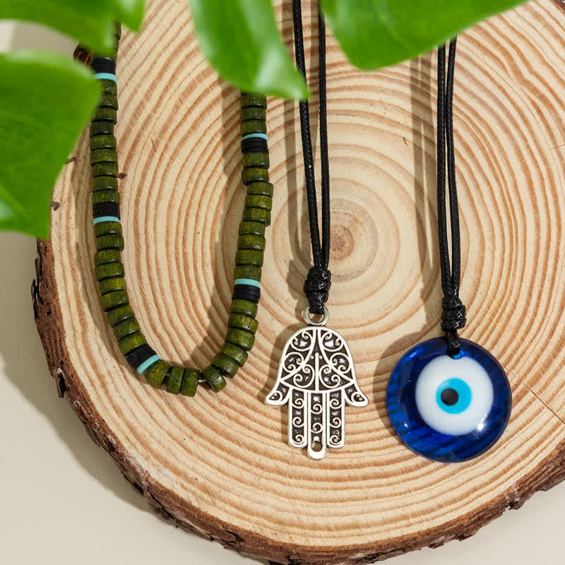 Ensemble de colliers avec pendentif arbre de vie en pierre naturelle Olivenorma