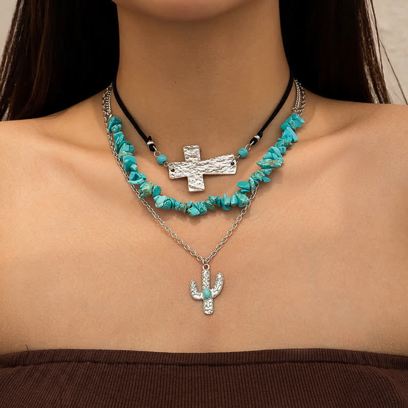 Ensemble de colliers avec pendentif tête de taureau en alliage turquoise Olivenorma