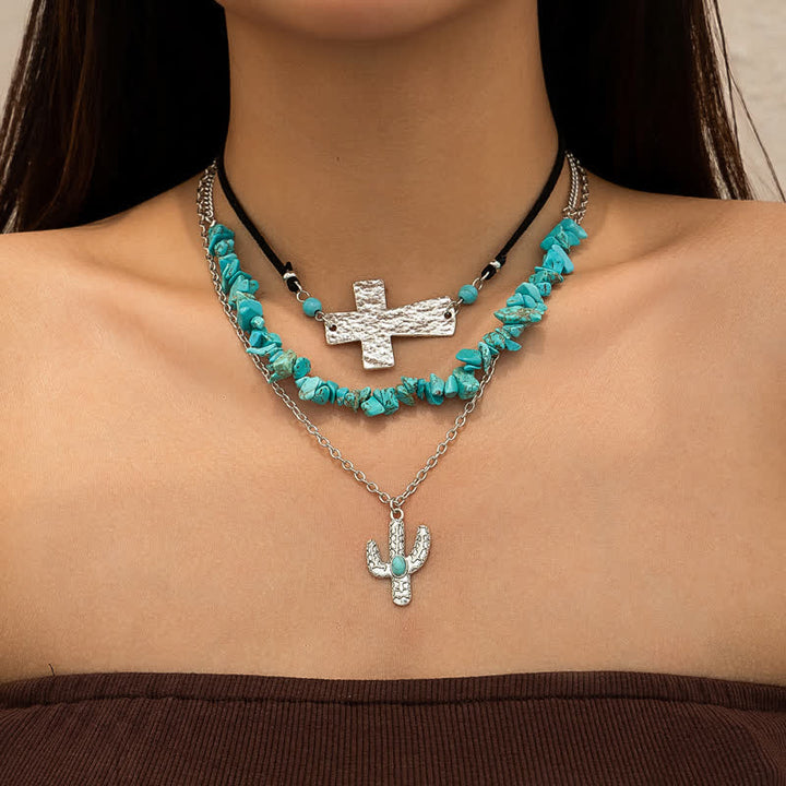 Ensemble de colliers avec pendentif tête de taureau en alliage turquoise Olivenorma
