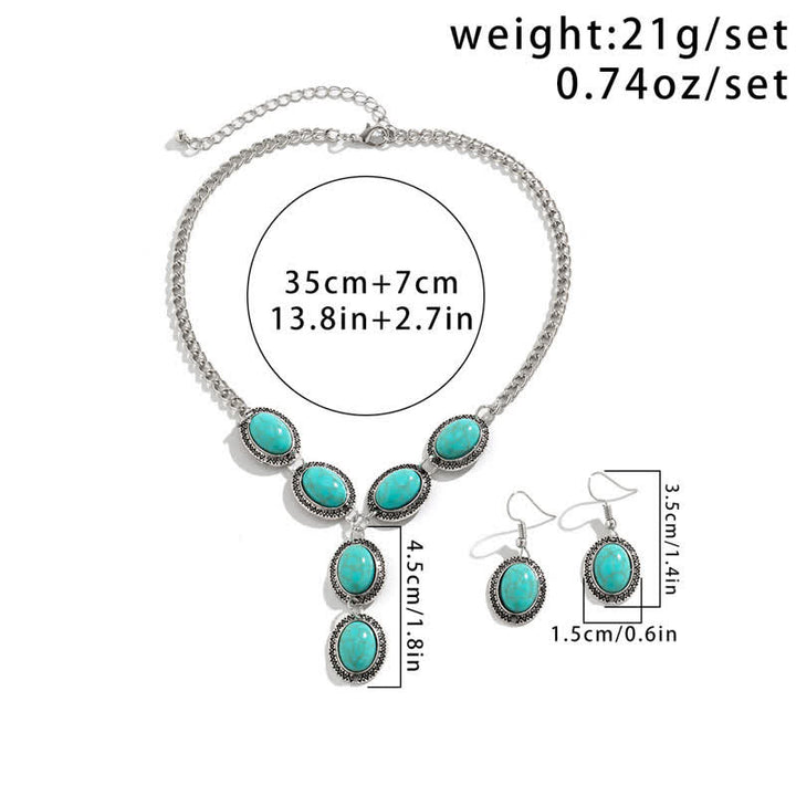 Ensemble de colliers à pendentif long exagéré en turquoise naturelle Olivenorma