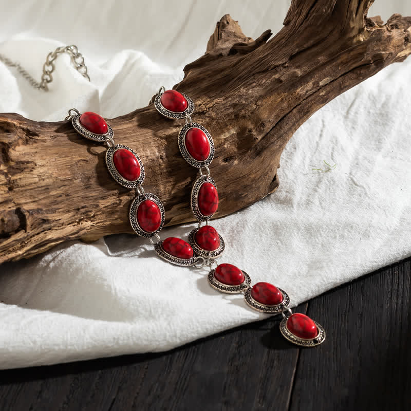 Ensemble de colliers à pendentif long exagéré en turquoise naturelle Olivenorma