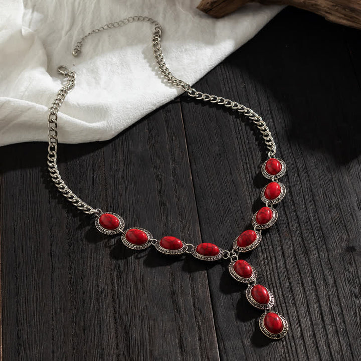 Ensemble de colliers à pendentif long exagéré en turquoise naturelle Olivenorma