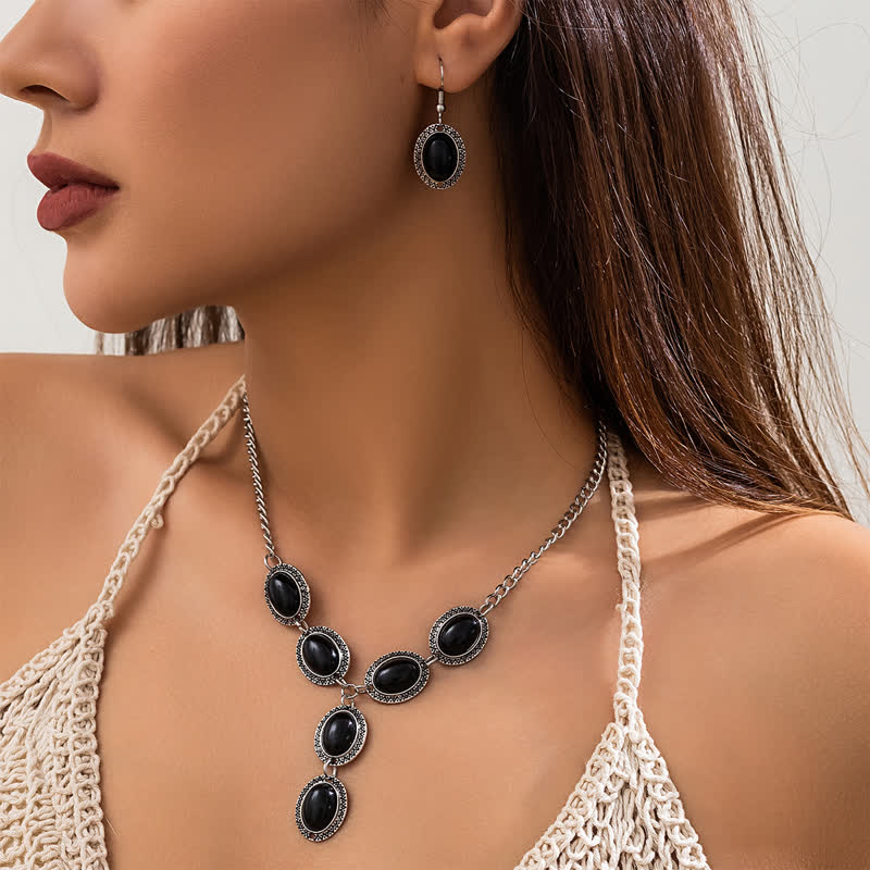 Ensemble de colliers à pendentif long exagéré en turquoise naturelle Olivenorma