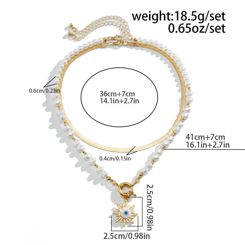 Ensemble de colliers contre le mauvais œil avec perles d'eau douce turquoise Olivenorma