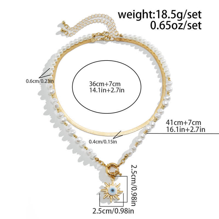 Ensemble de colliers contre le mauvais œil avec perles d'eau douce turquoise Olivenorma