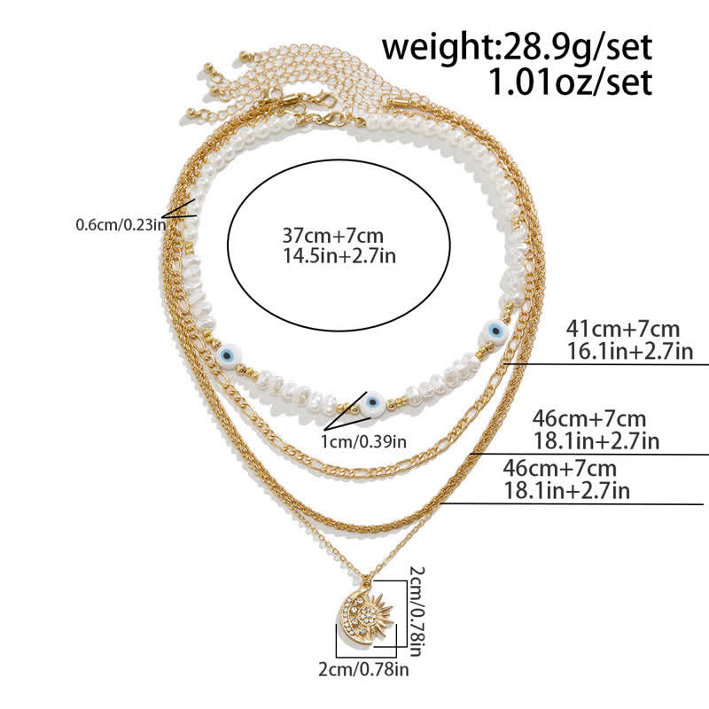 Ensemble de colliers contre le mauvais œil avec perles d'eau douce turquoise Olivenorma