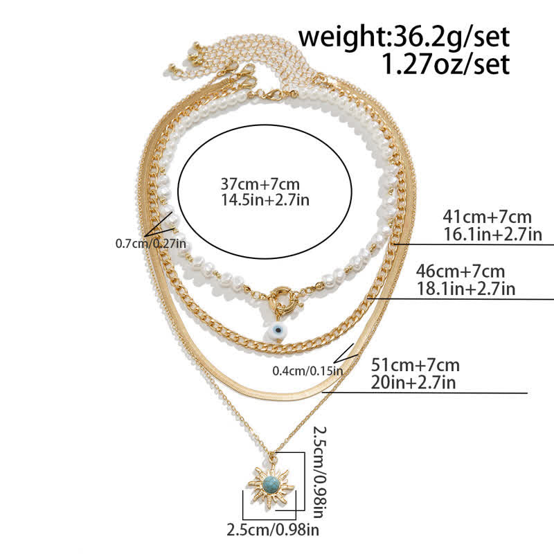 Ensemble de colliers contre le mauvais œil avec perles d'eau douce turquoise Olivenorma