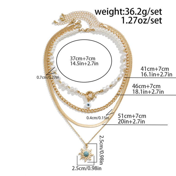 Ensemble de colliers contre le mauvais œil avec perles d'eau douce turquoise Olivenorma