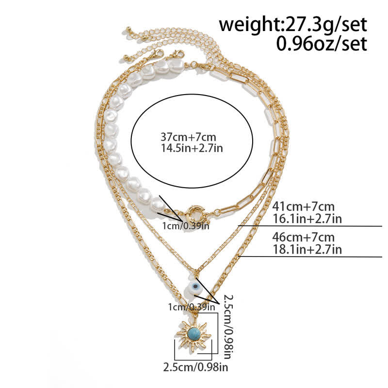 Ensemble de colliers contre le mauvais œil avec perles d'eau douce turquoise Olivenorma