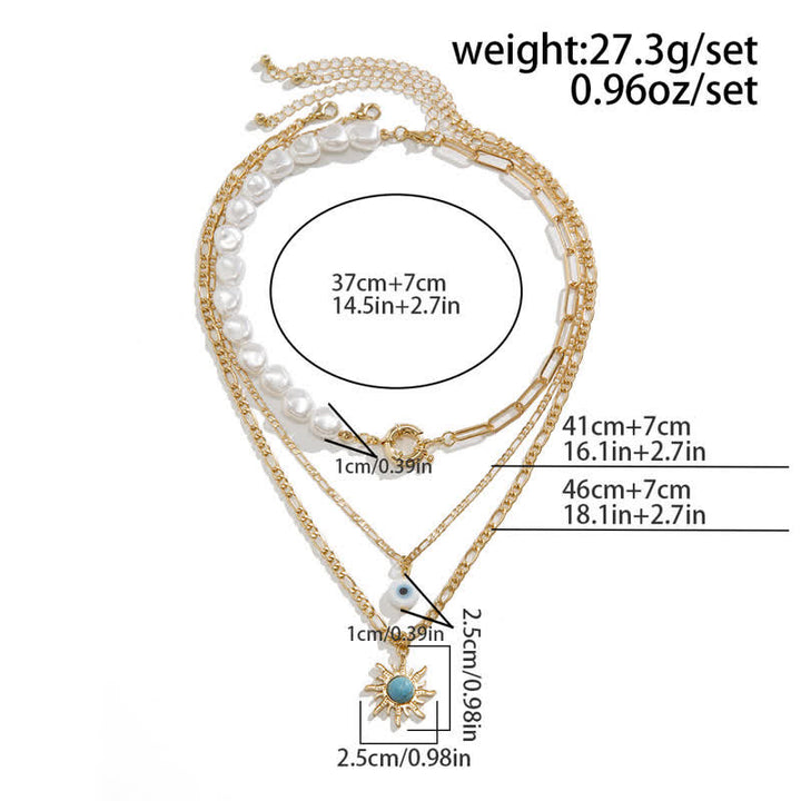 Ensemble de colliers contre le mauvais œil avec perles d'eau douce turquoise Olivenorma