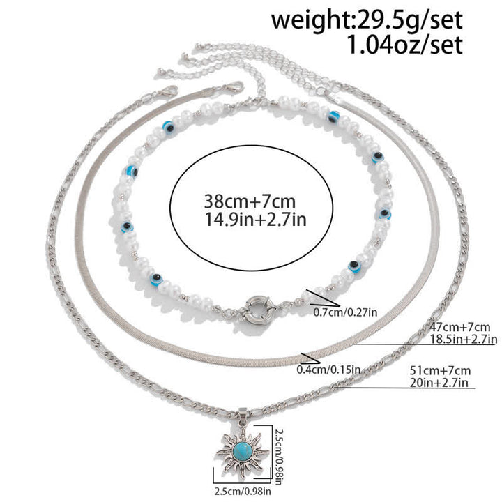 Ensemble de colliers contre le mauvais œil avec perles d'eau douce turquoise Olivenorma