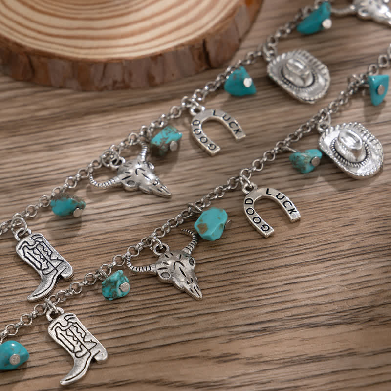 Collier bracelet turquoise style cowboy bohème Olivenorma