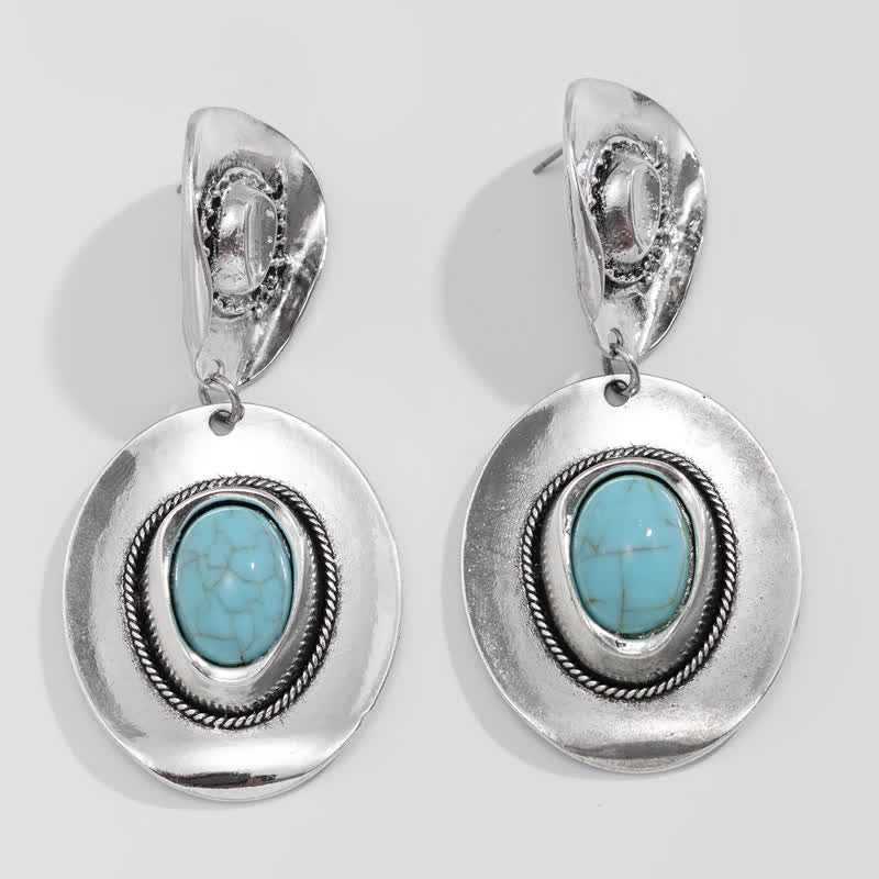 Collier et boucles d'oreilles pendantes exagérées en turquoise naturelle Olivenorma
