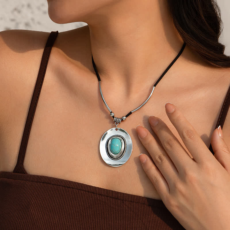 Collier et boucles d'oreilles pendantes exagérées en turquoise naturelle Olivenorma