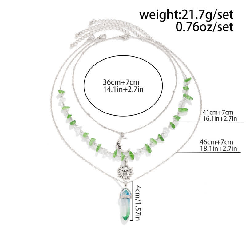 Collier ethnique en perles de gravier avec arbre de vie et soleil Olivenorma