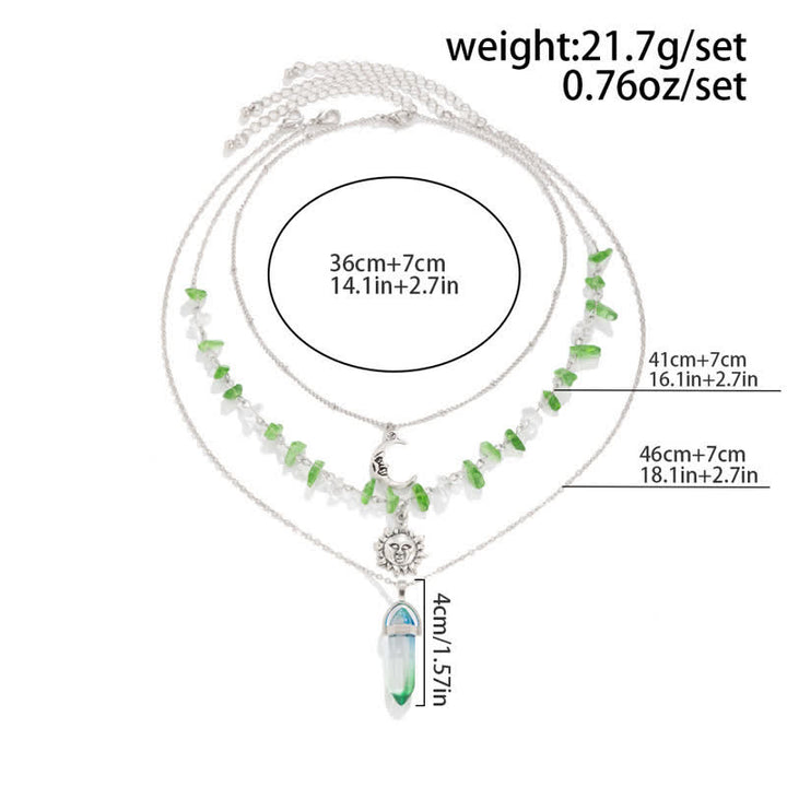 Collier ethnique en perles de gravier avec arbre de vie et soleil Olivenorma