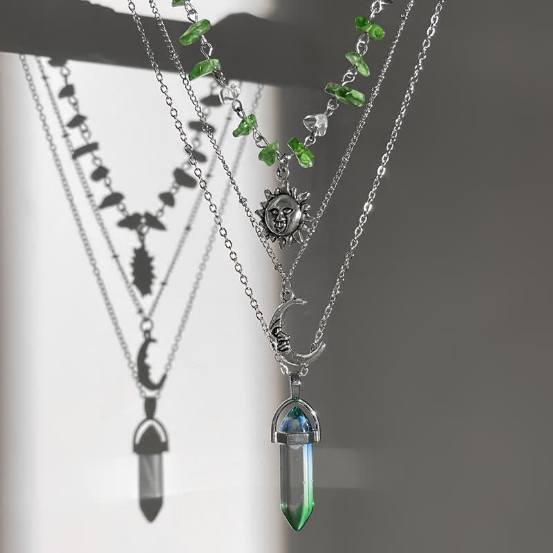 Collier ethnique en perles de gravier avec arbre de vie et soleil Olivenorma