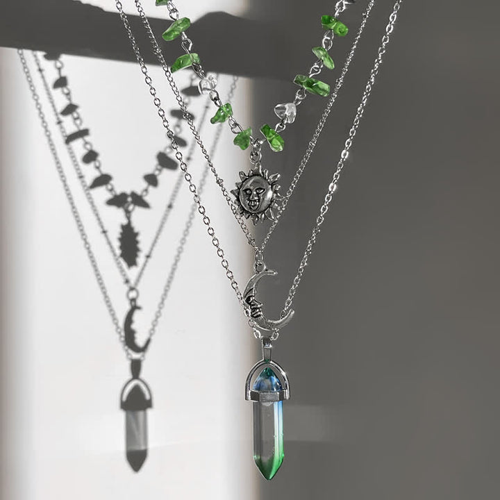 Collier ethnique en perles de gravier avec arbre de vie et soleil Olivenorma