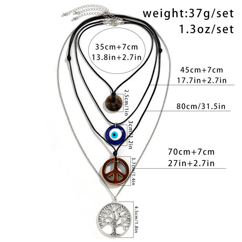 Ensemble de colliers avec pendentif en forme d'arbre de vie et de mauvais œil Chakra Olivenorma