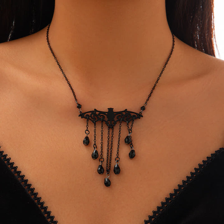 Ensemble de colliers avec pendentif chauve-souris gothique en obsidienne Olivenorma