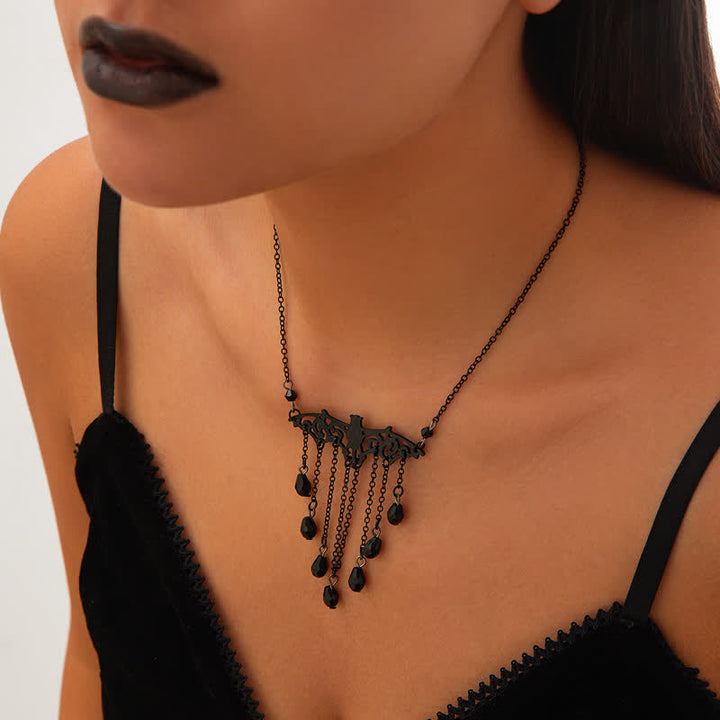 Ensemble de colliers avec pendentif chauve-souris gothique en obsidienne Olivenorma