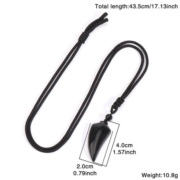 Collier pendentif en forme de dent de loup taillée en pierre naturelle Olivenorma