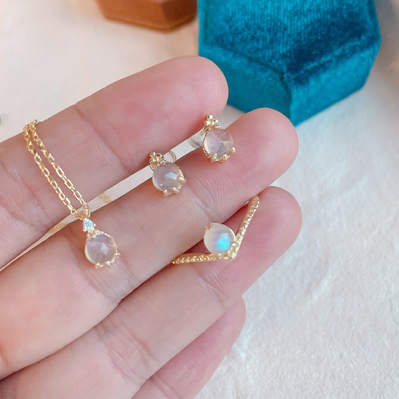 Ensemble de bijoux en pierre de lune naturelle Olivenorma