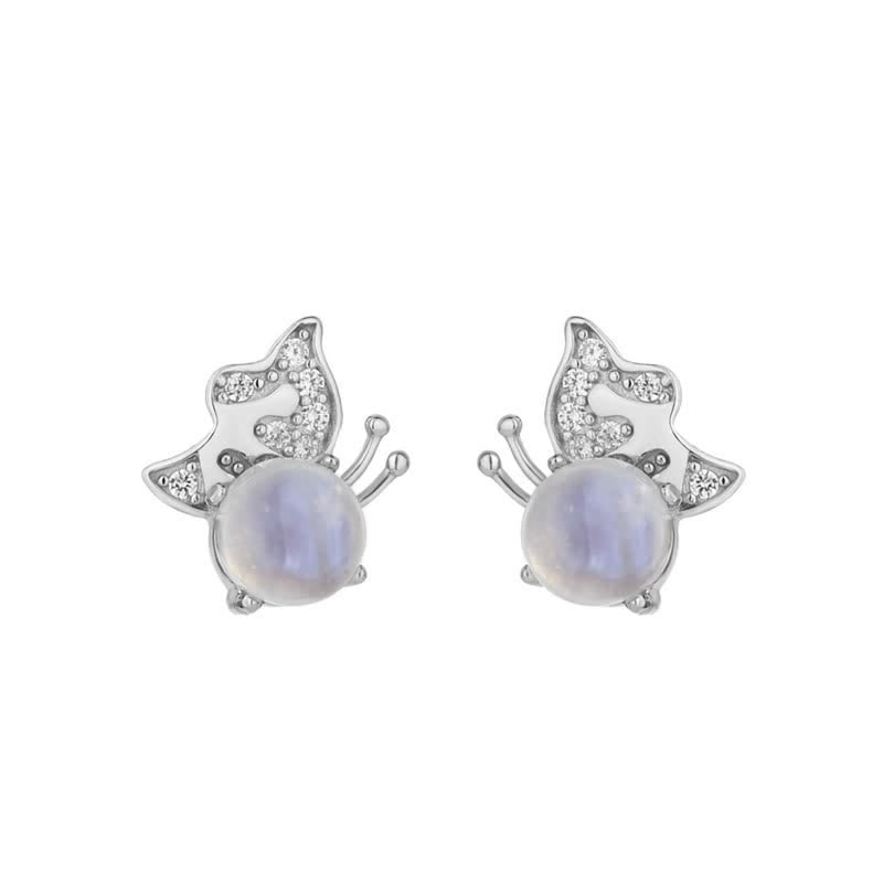 Boucles d'oreilles en argent 925 avec pierre de lune en forme de papillon Olivenorma
