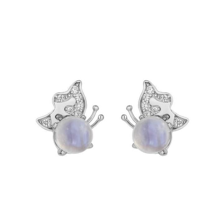 Boucles d'oreilles en argent 925 avec pierre de lune en forme de papillon Olivenorma