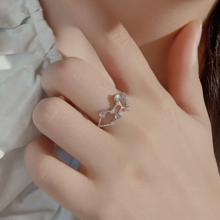 Bague symbole du zodiaque en pierre de lune naturelle Olivenorma