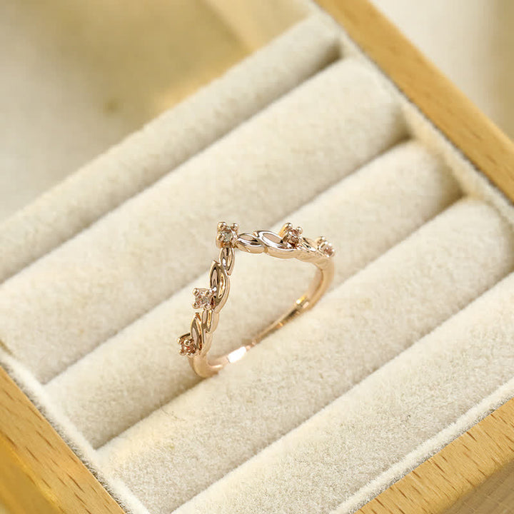 Ensemble de 2 bagues Olivenorma « Ethereal Blossom » en forme de vigne de rose améthyste