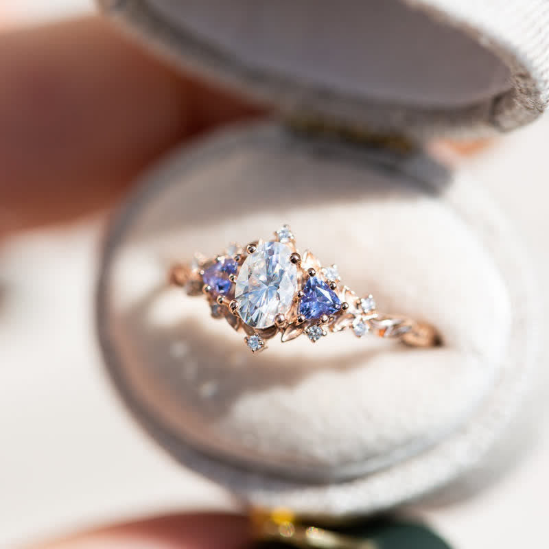 Ensemble de 2 bagues Olivenorma « Ethereal Blossom » en forme de vigne de rose améthyste