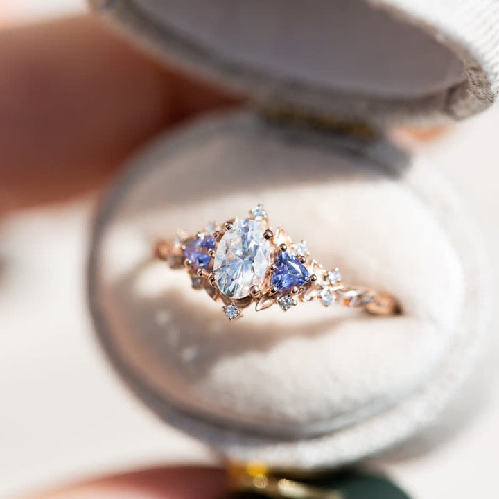 Ensemble de 2 bagues Olivenorma « Ethereal Blossom » en forme de vigne de rose améthyste