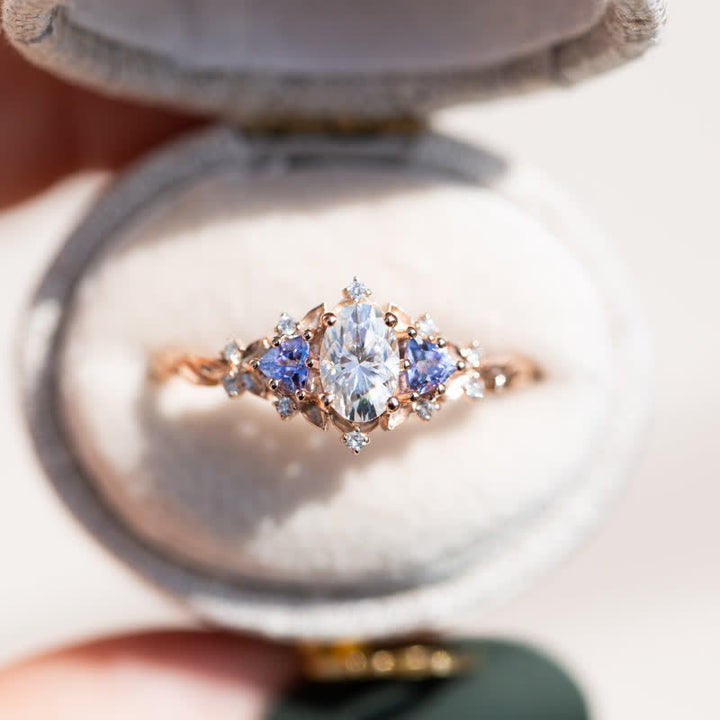 Ensemble de 2 bagues Olivenorma « Ethereal Blossom » en forme de vigne de rose améthyste