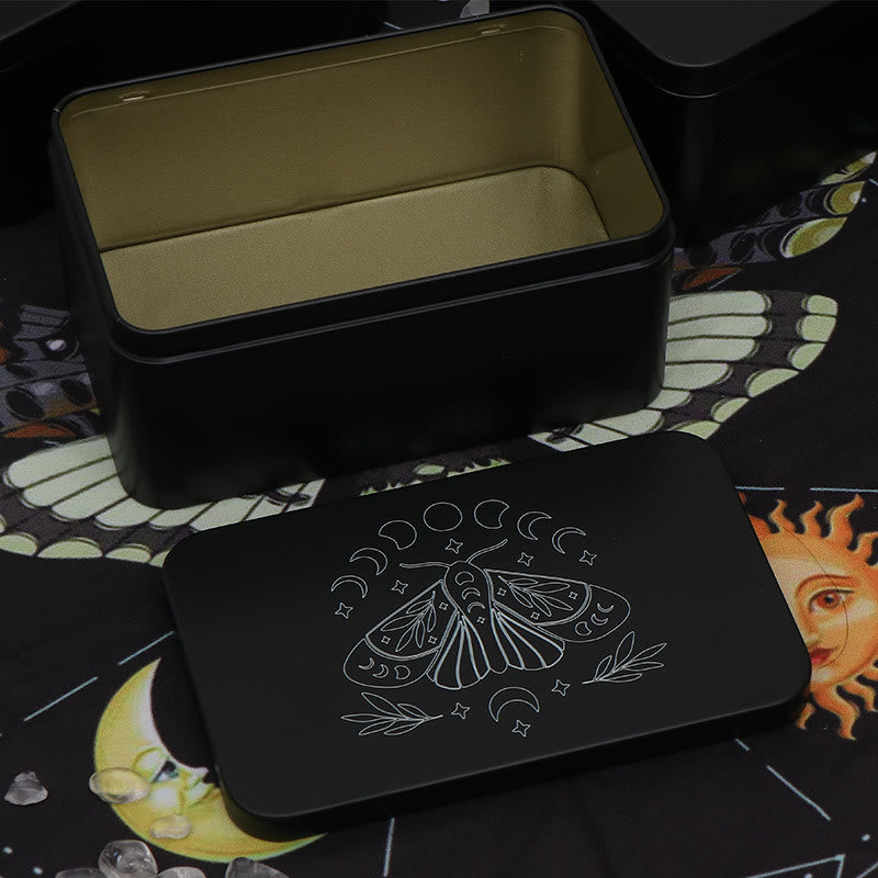 Boîte de rangement de cartes de tarot en métal Olivenorma Moth Boîte de divination
